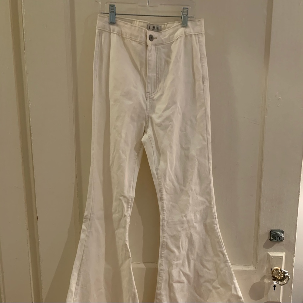White flare jeans